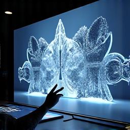 3D απεικόνιση ενός γυάλινου γλυπτού σε ψηφιακό περιβάλλον, προσφέροντας μια preview του design και της art glass δημιουργίας.